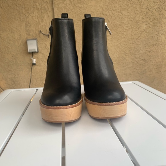 Antonio Melani black leather wood clog boots size 5.5 M - Picture 3 of 16